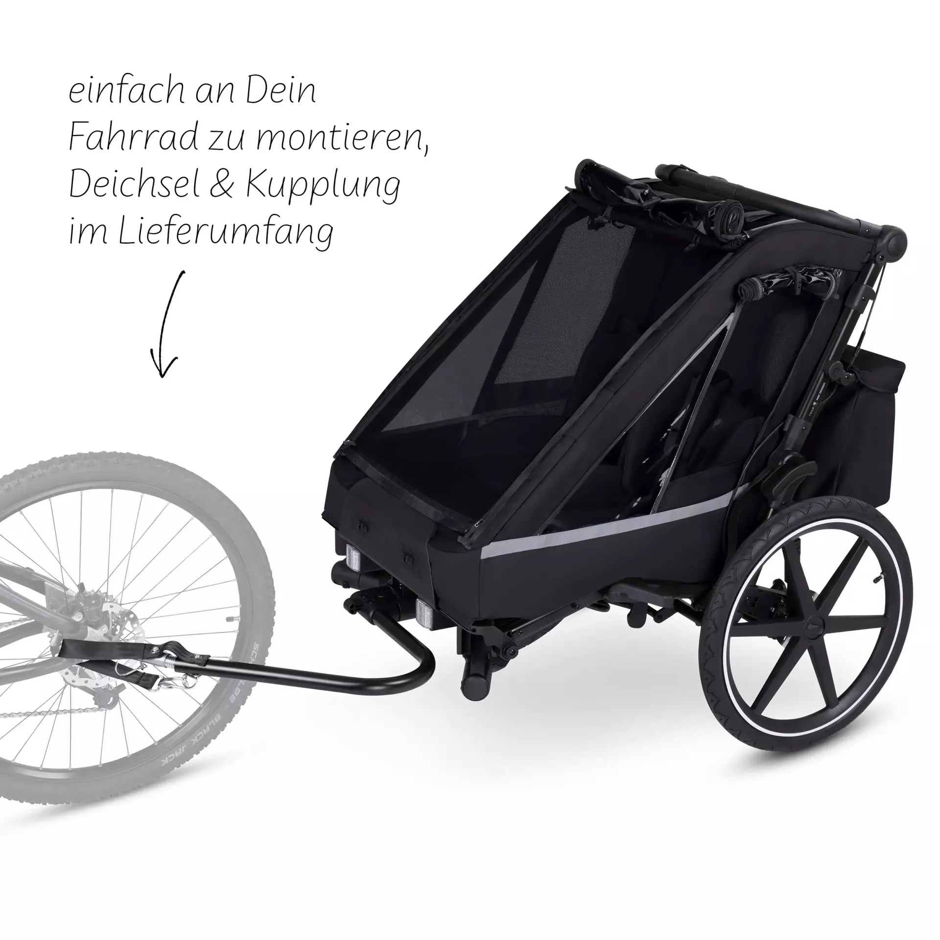 ABC Design Tour - Fahrradanhänger mit 2 Sitzen & Lufträdern - Ink