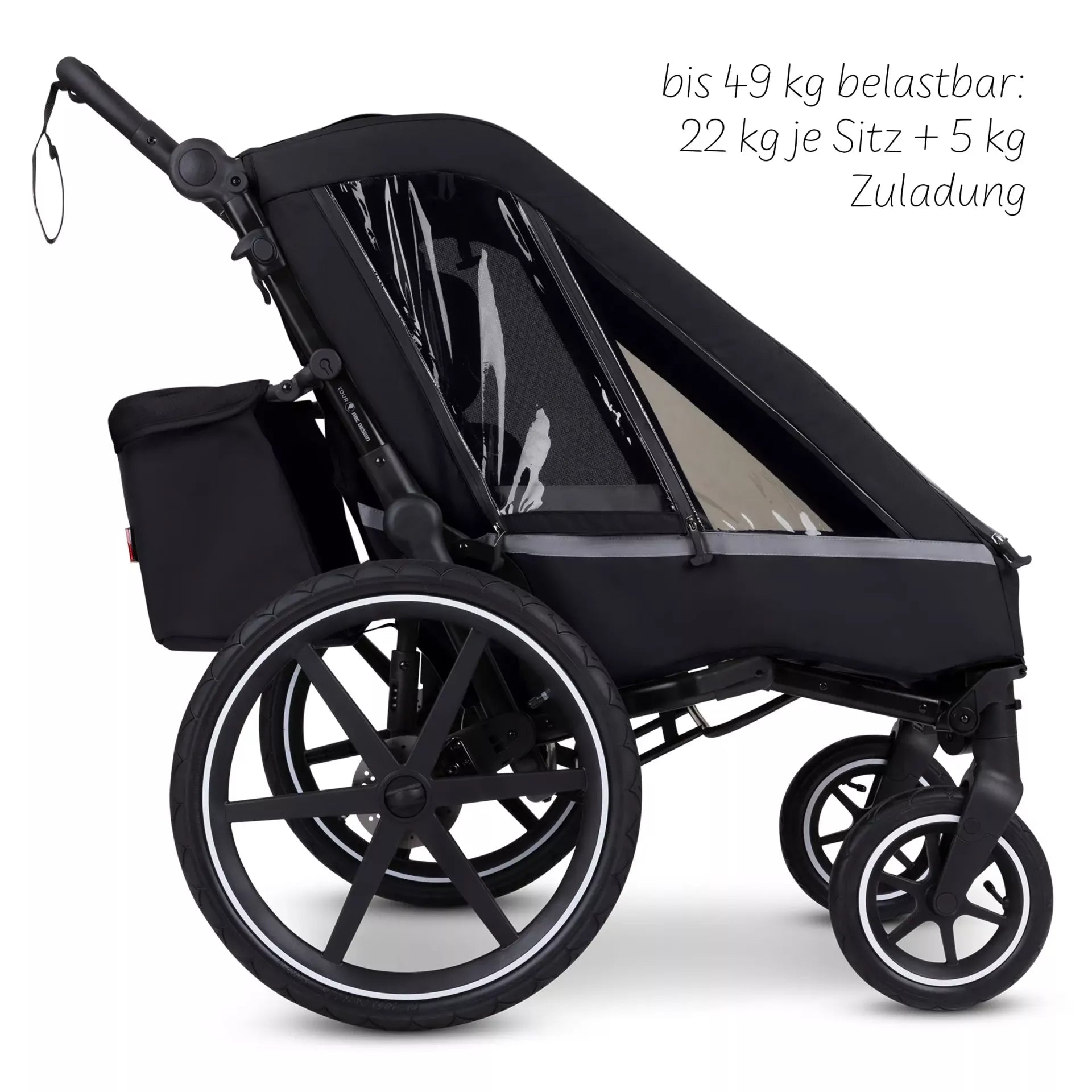 ABC Design Tour - Fahrradanhänger mit 2 Sitzen & Lufträdern - Ink