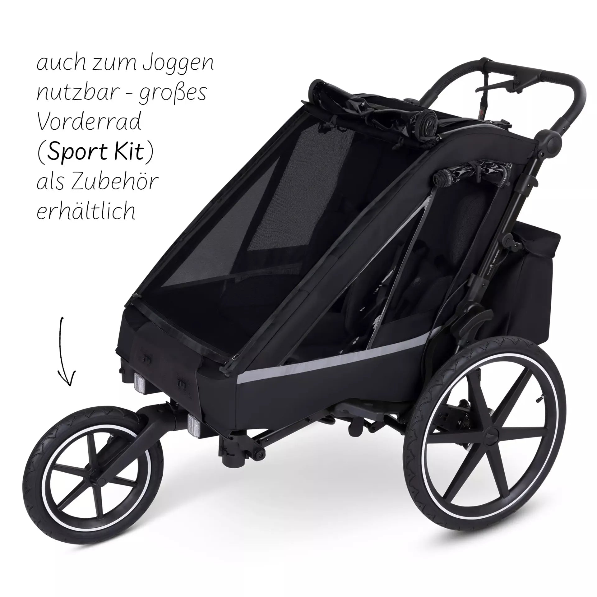 ABC Design Tour - Fahrradanhänger mit 2 Sitzen & Lufträdern - Ink