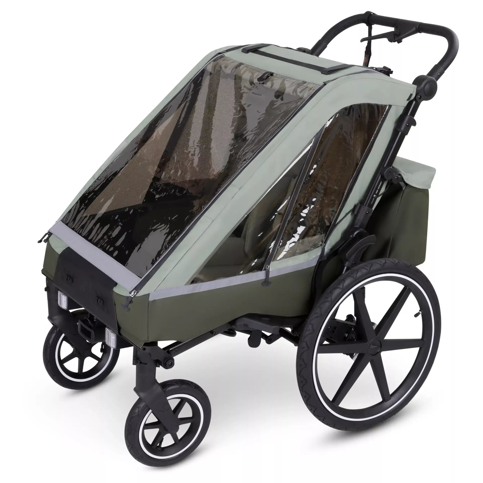 ABC Design Tour - Fahrradanhänger mit 2 Sitzen & Lufträdern - Olive