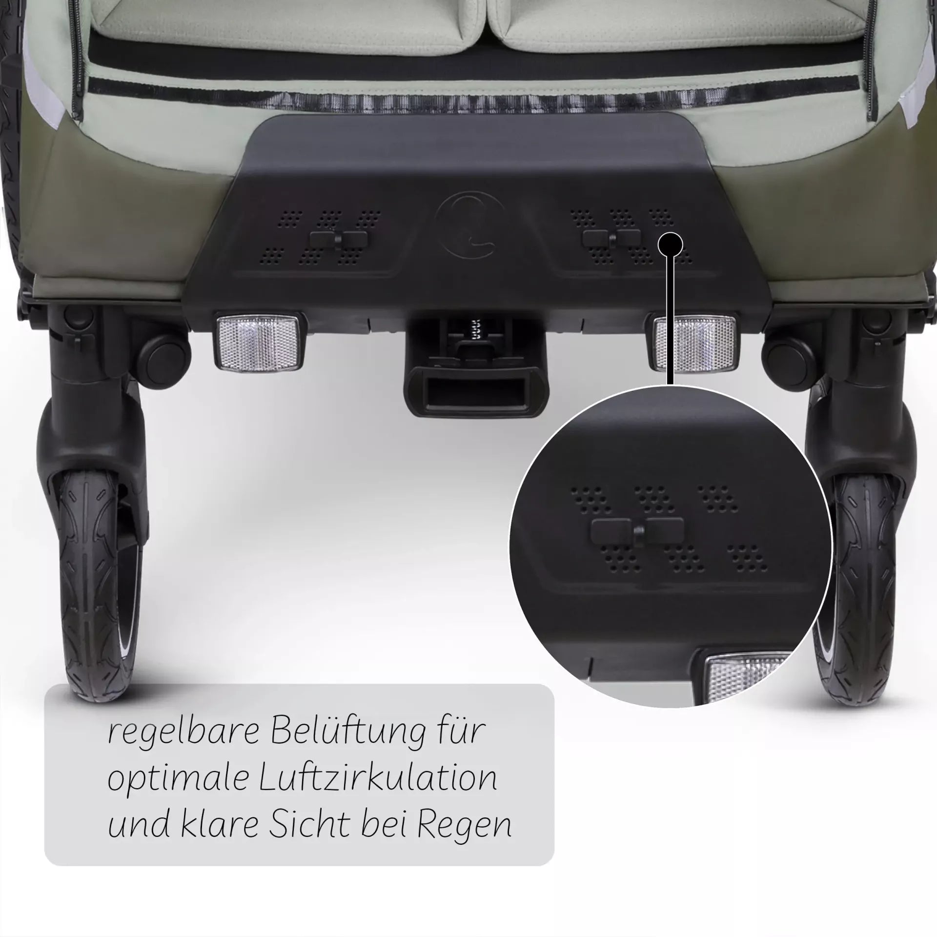 ABC Design Tour - Fahrradanhänger mit 2 Sitzen & Lufträdern - Olive