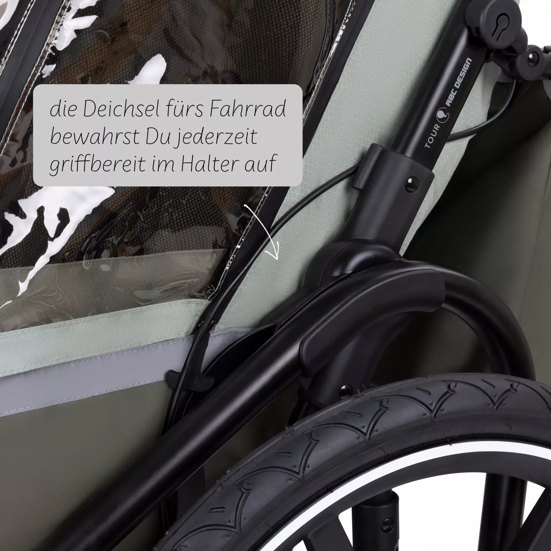 ABC Design Tour - Fahrradanhänger mit 2 Sitzen & Lufträdern - Olive