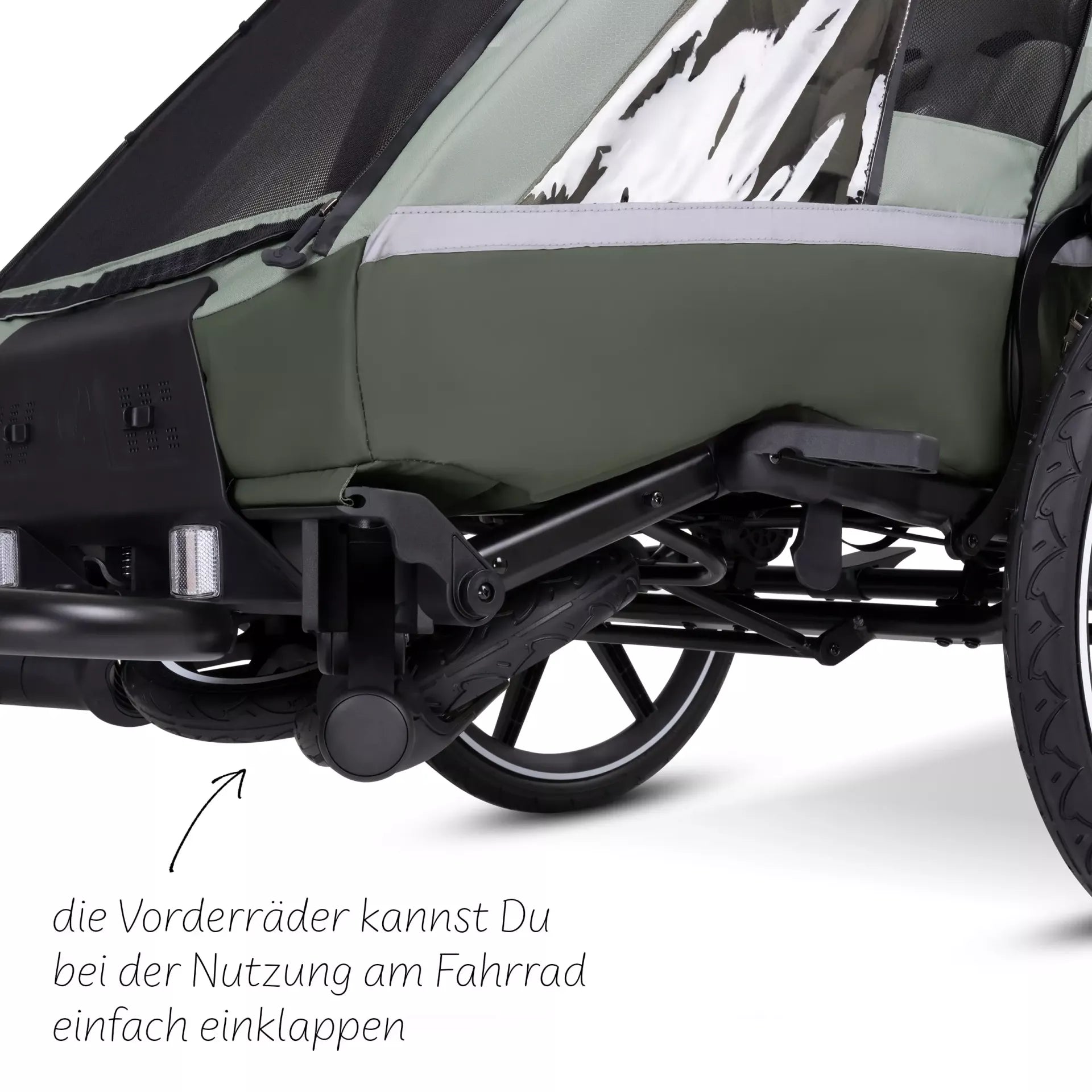 ABC Design Tour - Fahrradanhänger mit 2 Sitzen & Lufträdern - Olive