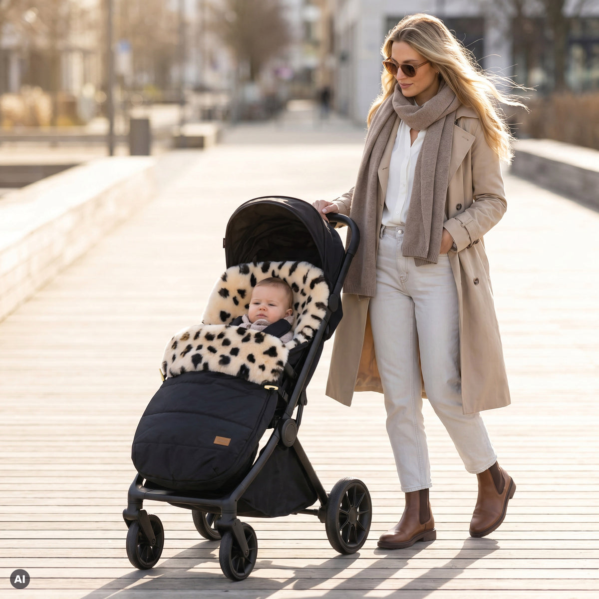 Fillikid Bernina Lammfell-Fußsack Leopard
