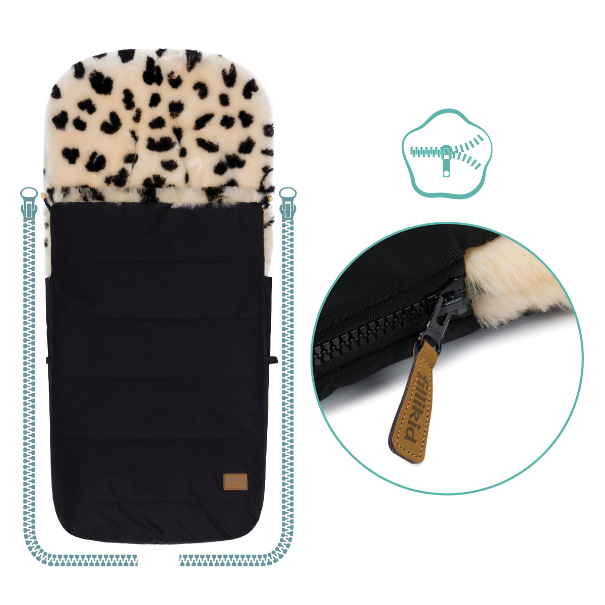 Fillikid Bernina Lammfell-Fußsack Leopard