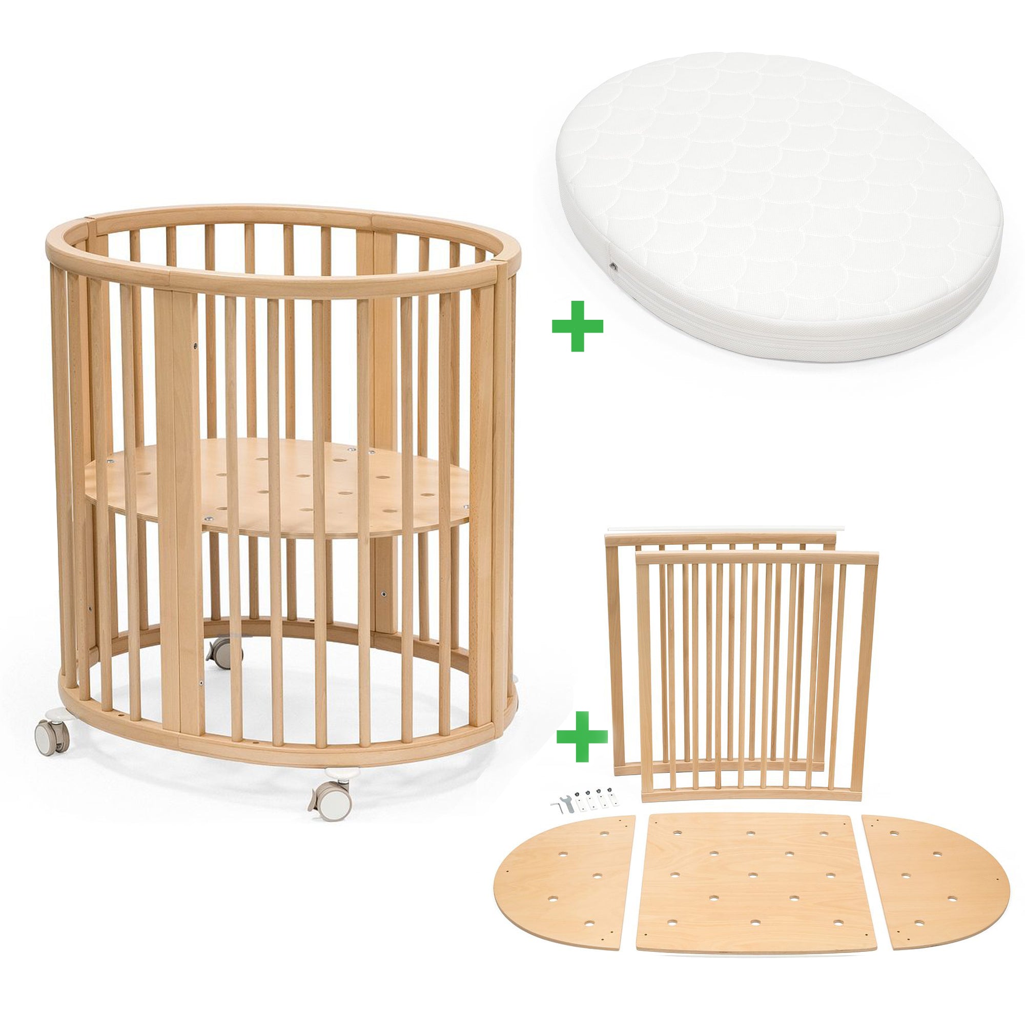 Stokke Sleepi mini V3 + Matratze + Umbauset - natur
