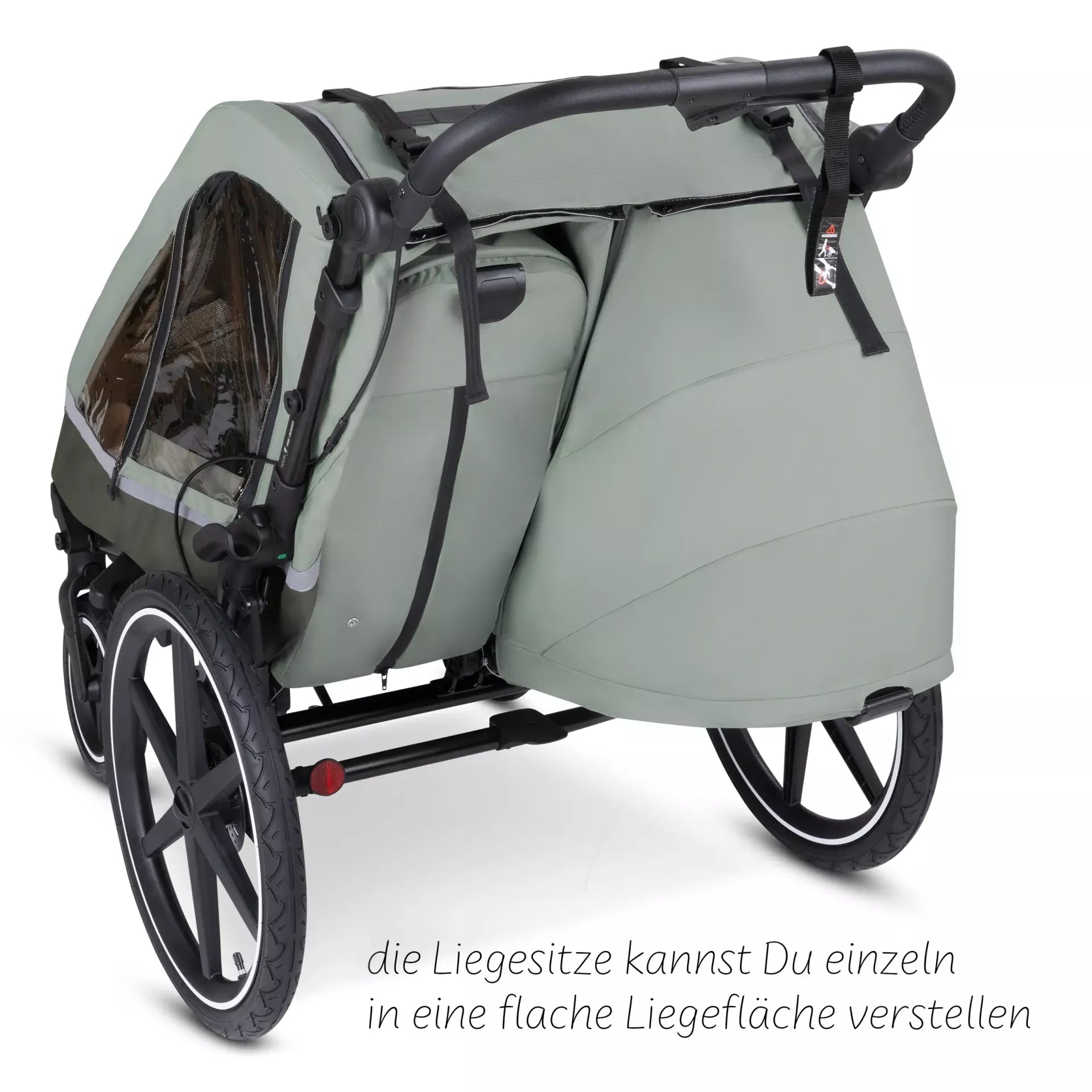 15% Warenkorb-Rabatt! ABC Design Tour - Fahrradanhänger mit 2 Sitzen & Lufträdern - Olive