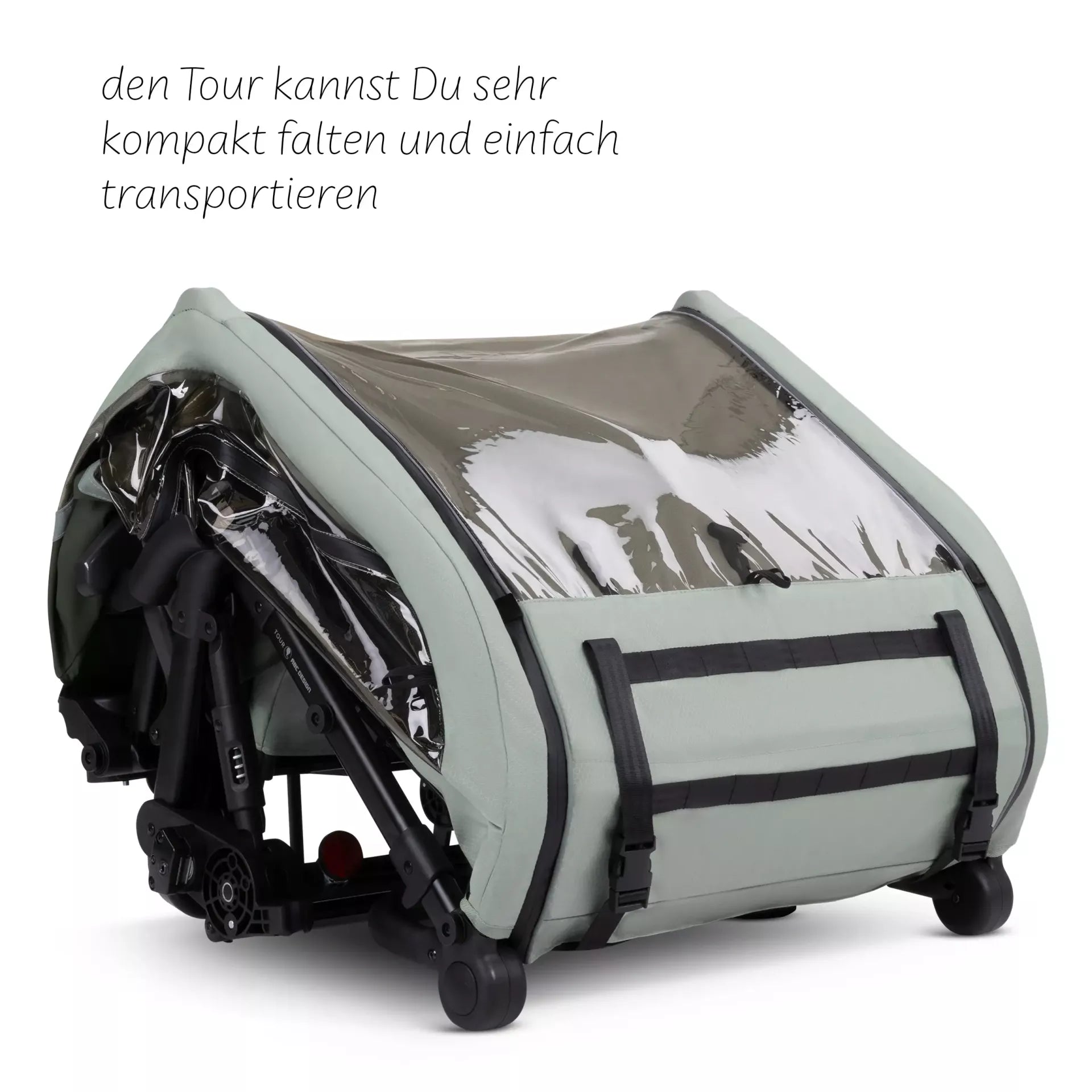 15% Warenkorb-Rabatt! ABC Design Tour - Fahrradanhänger mit 2 Sitzen & Lufträdern - Olive