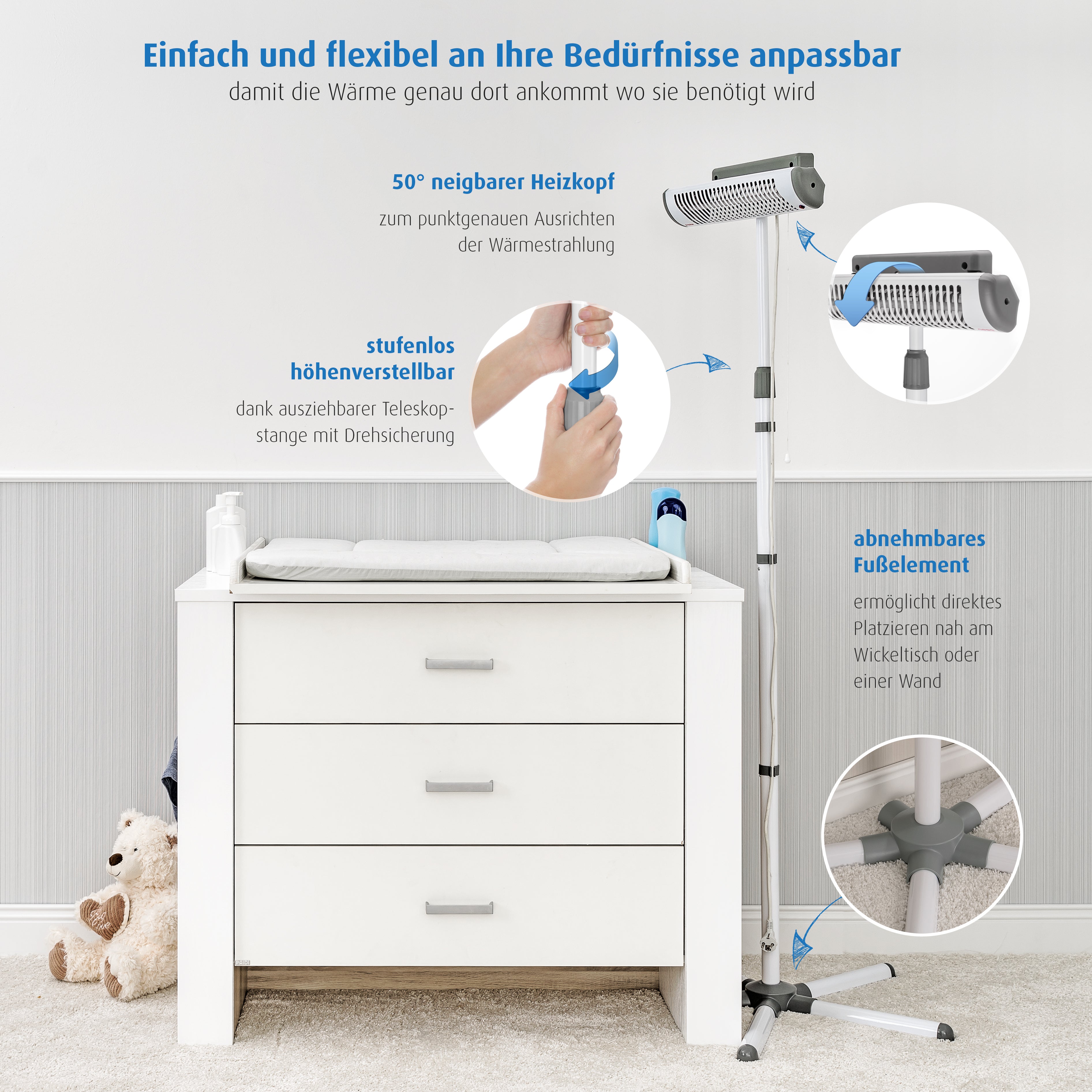 EasyHeat Flex Heizstrahler für Wickeltisch