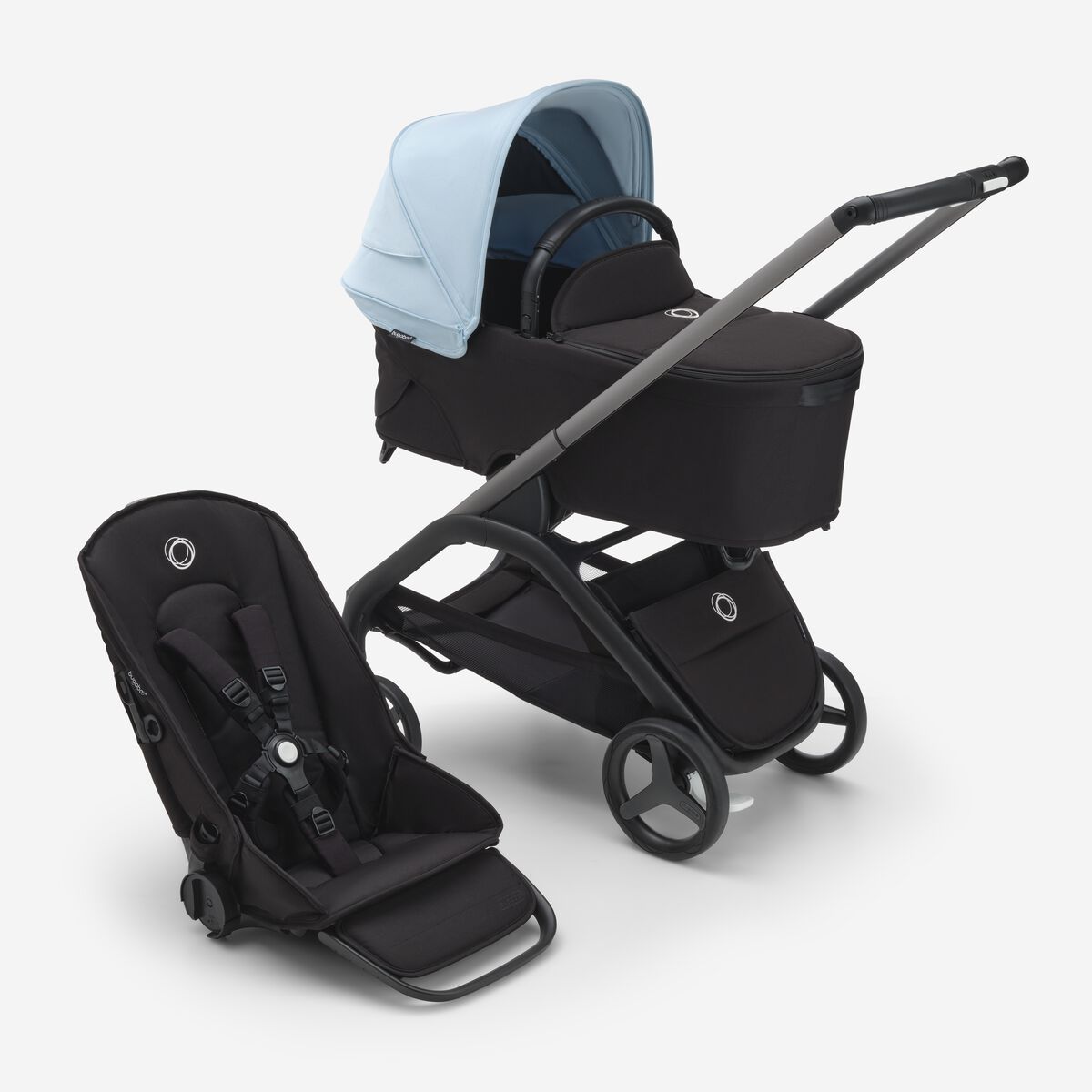 Bugaboo Dragonfly Sitz & Liegewanne Graphit/Midnight Black-Skylineblue