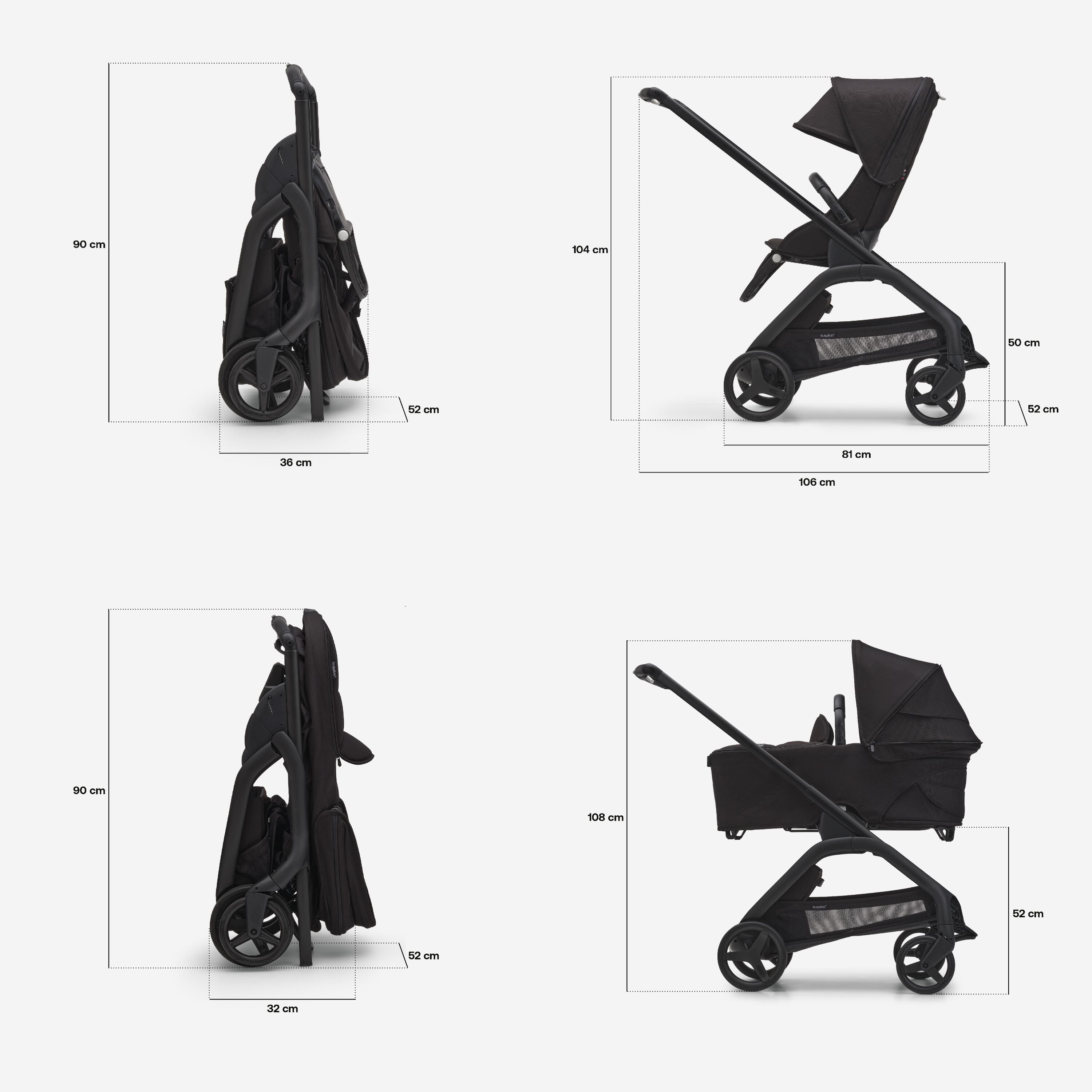 Bugaboo Dragonfly Sitz & Liegewanne Black/Forest Green