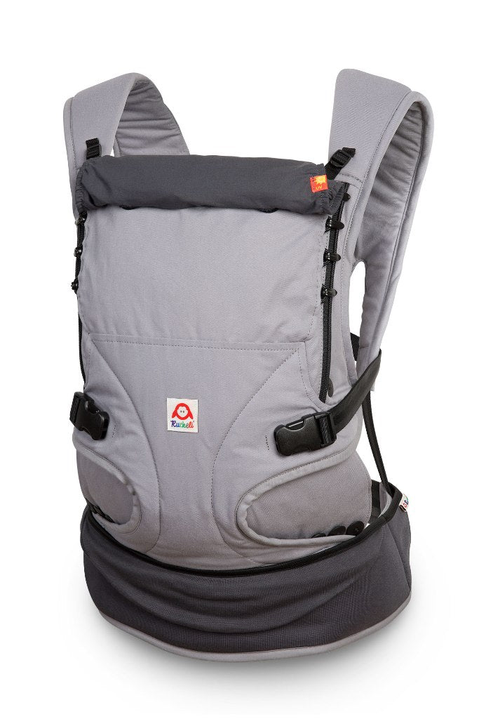 Babytage Ruckeli Smoky Grey, bequem, ergonomisch für das baby, ab 3,2kg, auch als Hüfttrage nutzbar