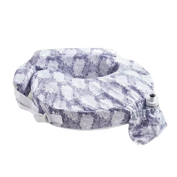 Amerikanisches Stillkissen im Design Flowers mit in Tasche eingeschobener Trinkflasche